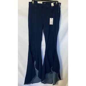 Judy Blue Jeans Womens 22W Super Flare Frayed Edge Side Zip High Waist Boho NWT‎